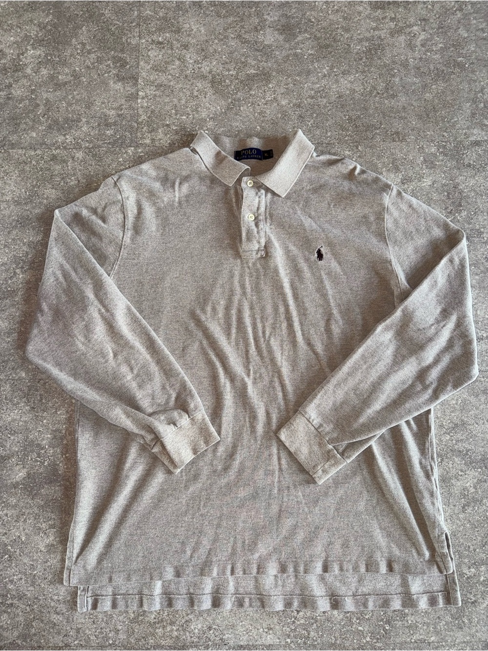 Polo Ralph Lauren Men’s XL Solid Gray Long Sleeve Knit Polo Embroidered Logo